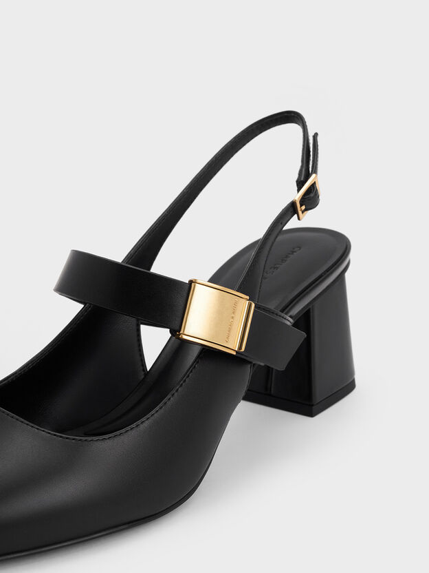 Yvette Mary Jane Slingback Pumps, Black, hi-res