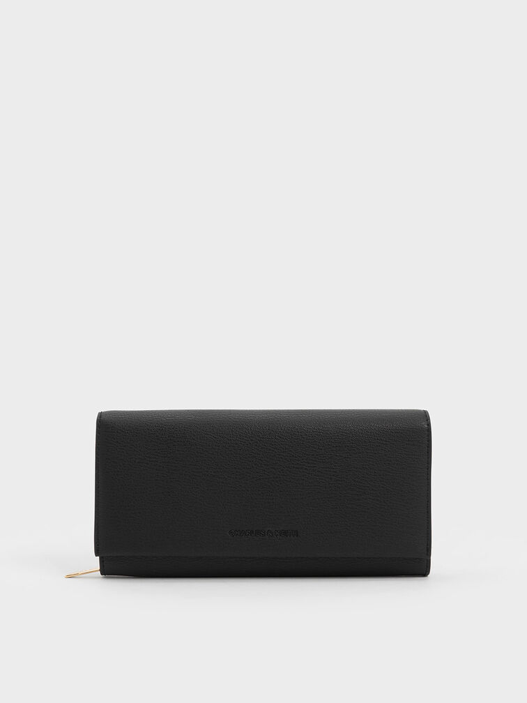 Muriel Front Flap Long Wallet, Black, hi-res