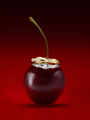 Corrine Pearl Sculptural Ring, Brush Gold, hi-res