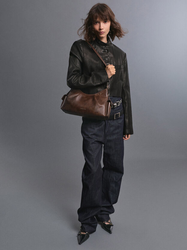 Khai Side-Pocket Shoulder Bag, Distressed Coffee, hi-res