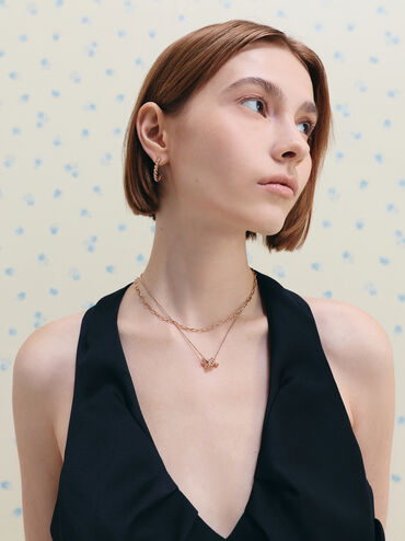 Sable Rope-Knot Double-Chain Necklace, Rose Gold, hi-res