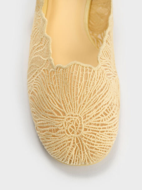 Meja Floral Mary Jane Flats, Yellow, hi-res