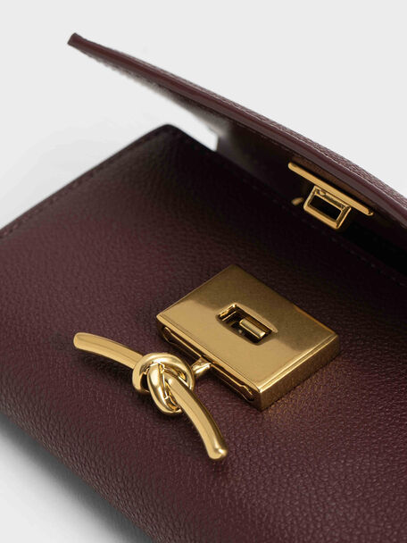 Huxley Metallic-Knot Wallet, Dark Chocolate, hi-res