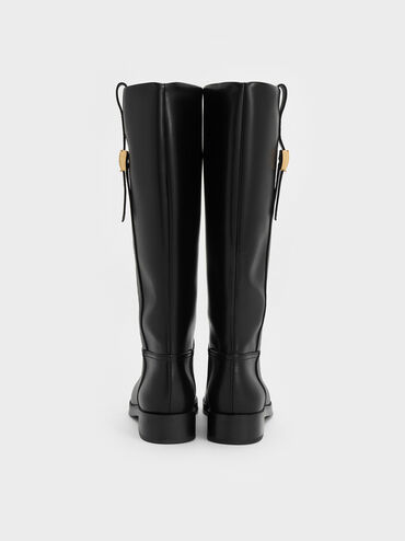 Yvette Metallic-Accent Knee-High Boots, Black, hi-res