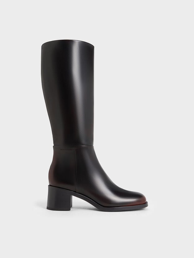 Louise Block-Heel Knee-High Boots, Dark Brown, hi-res
