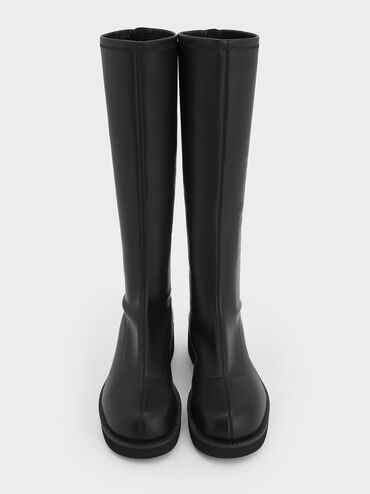 Chunky-Sole Knee-High Boots, Black, hi-res