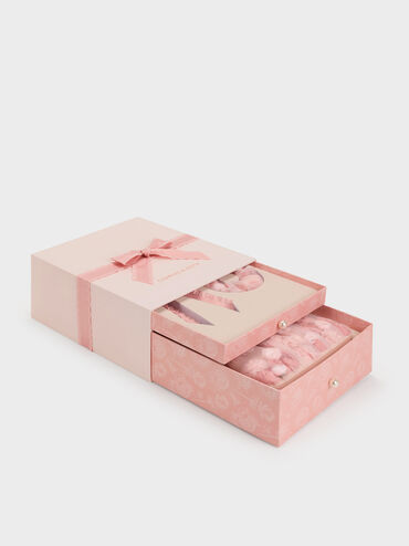 Gift Set: Floral-Mesh Pearl-Strap Shoulder Bag, Light Pink, hi-res