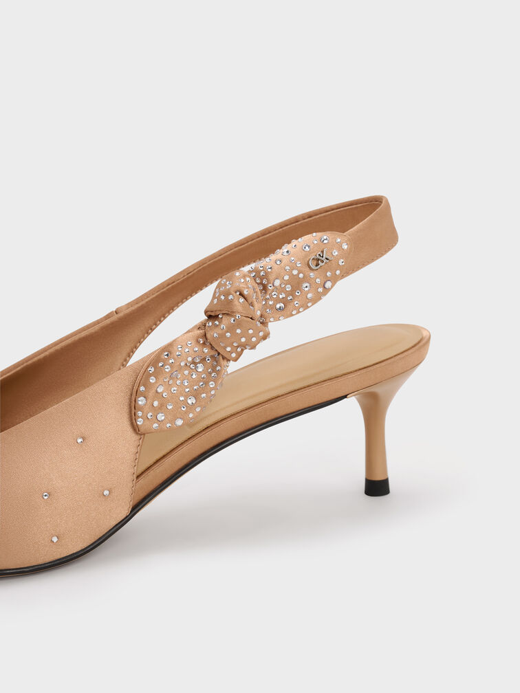 Jayce Crystal Slingback Kitten Heels, Nude, hi-res