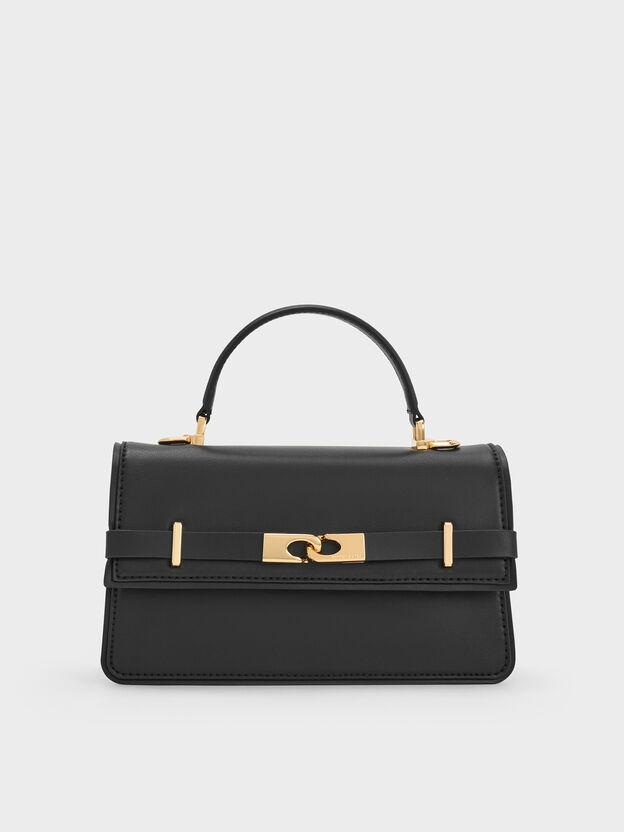 Arlet Belted Top Handle Bag, Black, hi-res