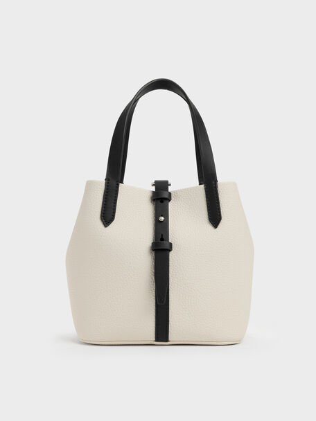 Mini Beryl Two-Tone Bucket Bag, Multi Cream, hi-res