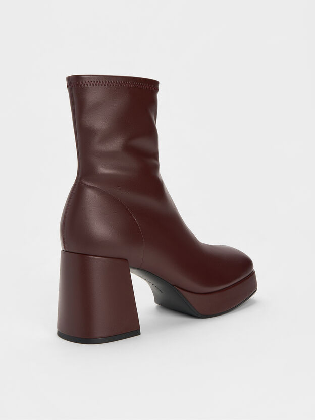 Platform Ankle Boots, Burgundy, hi-res