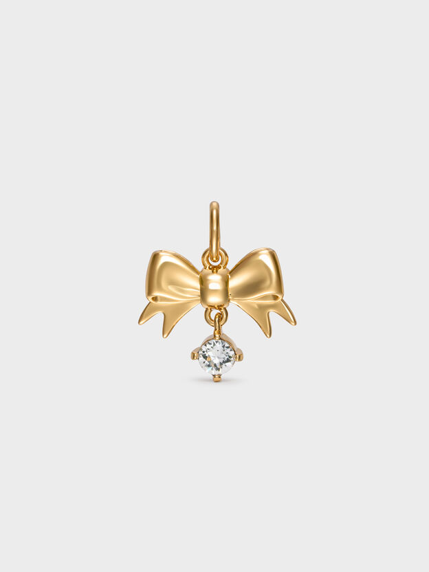 Paige Crystal Bow Charm, Gold, hi-res