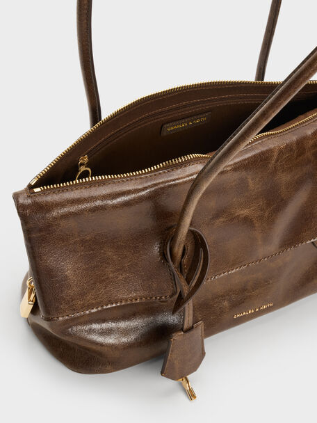 Aveline Front-Flap Shoulder Bag, Pecan Brown, hi-res