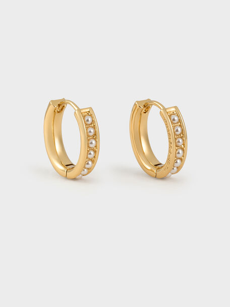Maeve Pearl-Embellished Hoop Earrings, Gold, hi-res