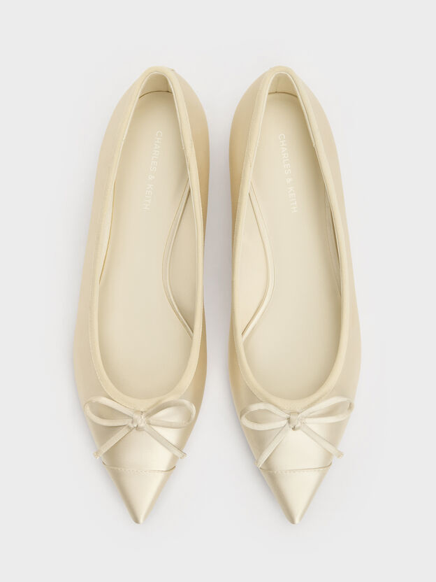 Briella Satin Cap-Toe Flats, Cream, hi-res