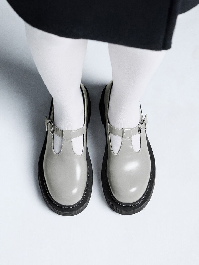 T-Bar Platform Mary Janes, Grey, hi-res