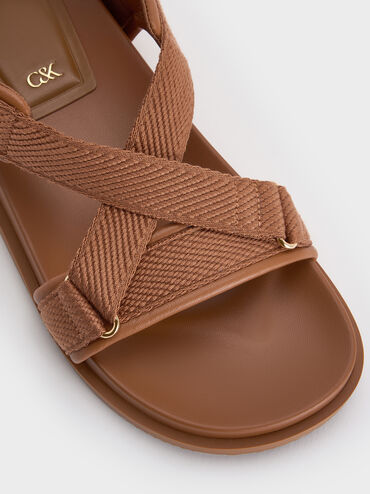 Granta Leather & Fabric Crossover Sports Sandals, Brown, hi-res