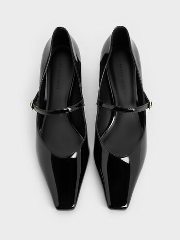 Roxane Patent Square-Toe Mary Janes, Black Patent, hi-res