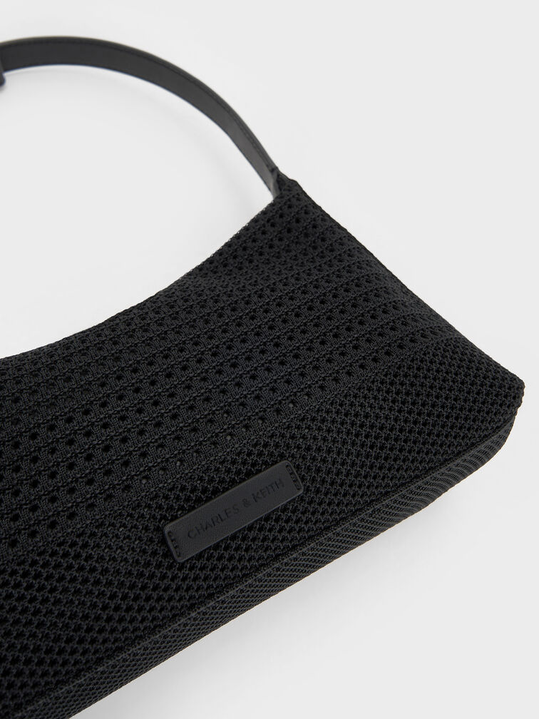 Ida Knitted Shoulder Bag, Black, hi-res
