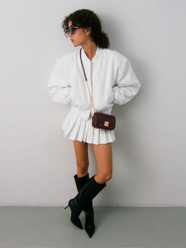 Mini Donna Crinkle-Effect Bag, Burgundy, hi-res