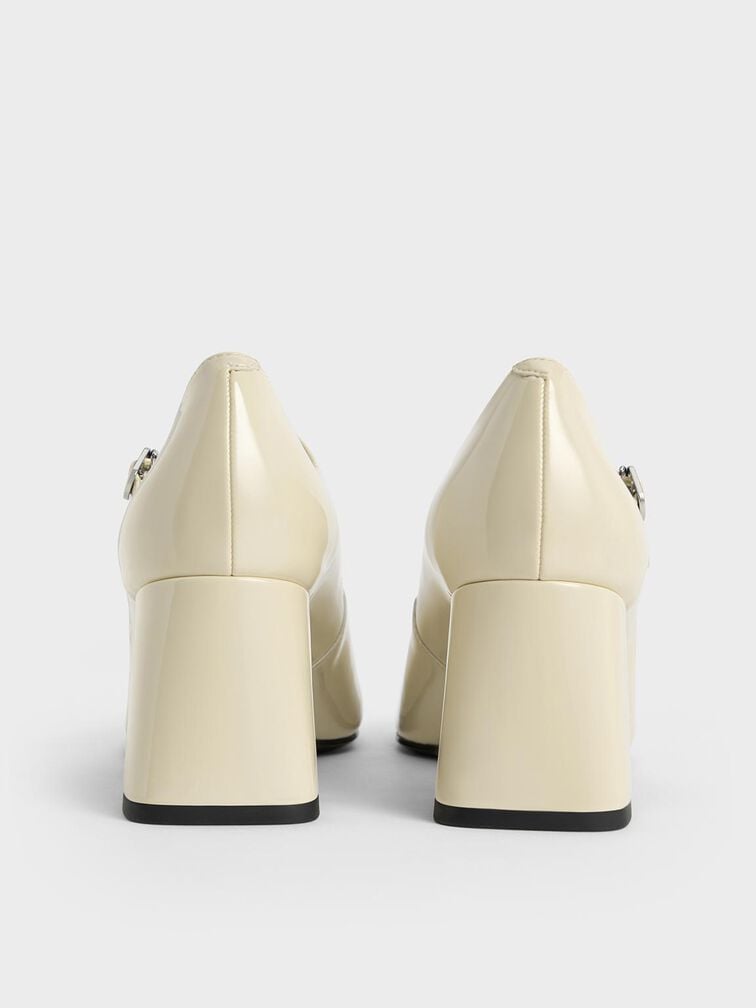 Patent Block-Heel Mary Jane Pumps, Chalk, hi-res