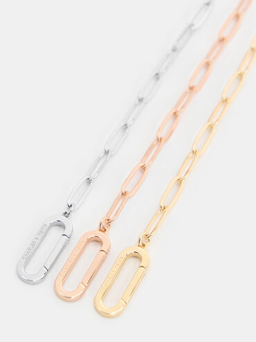 Arleth Oblong-Pendant Chain Bracelet, Silver, hi-res