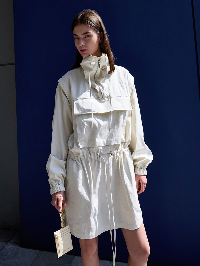 Wisteria Quilted Braided-Strap Card Holder, Cream, hi-res