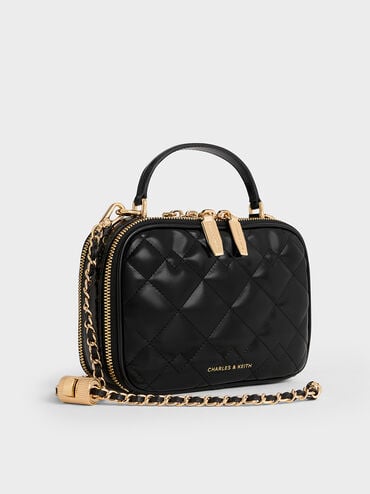 Duo Quilted Vanity Bag, Black, hi-res