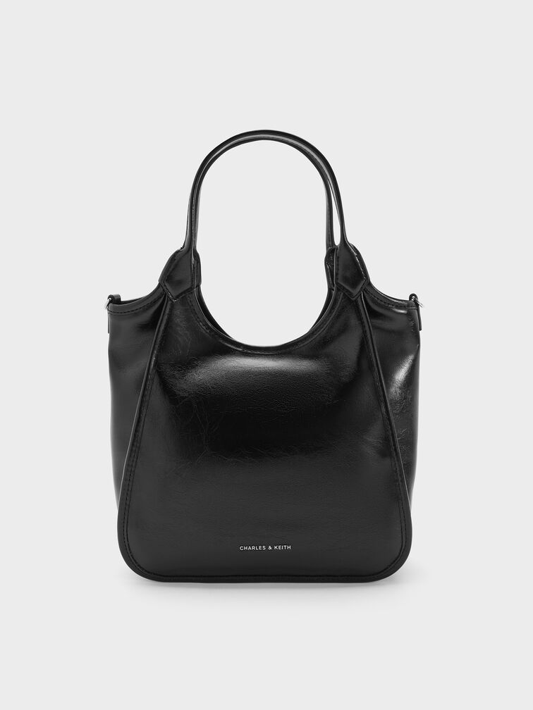 Mini Sianna Crinkle-Effect Slouchy Tote Bag, Noir, hi-res
