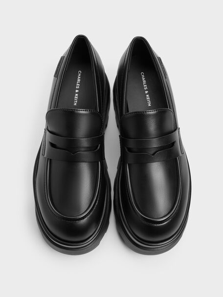 Barron Platform Penny Loafers, Black, hi-res