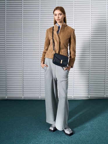 Aurelia Metallic-Accent Saddle Bag, Navy, hi-res