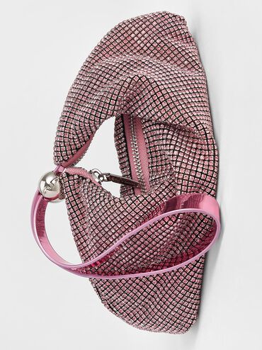 Crystal-Embellished Two-Way Bag, Pink, hi-res