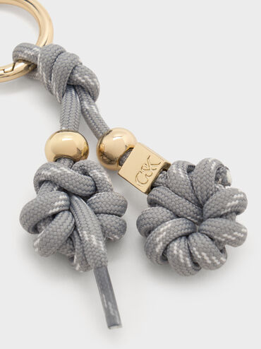 Knotted-Flower Charm, Grey, hi-res