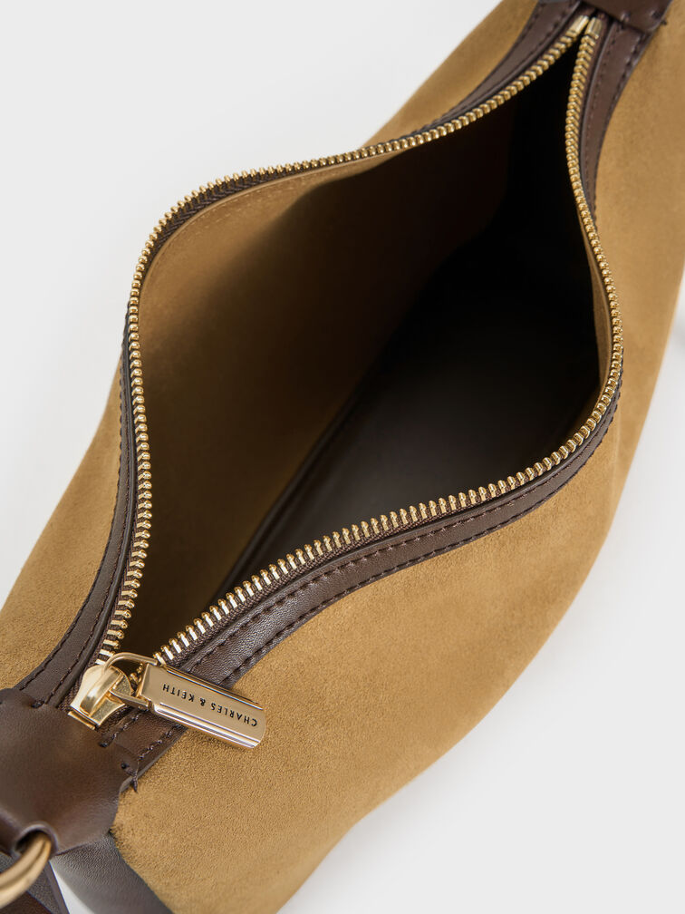 Calla Faux Suede Shoulder Bag, Sahara Sand, hi-res