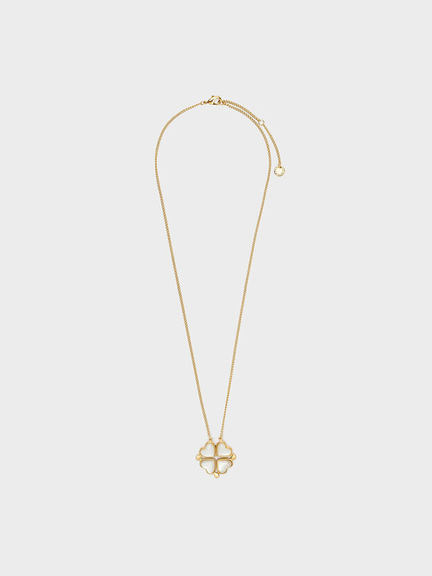 Annalise Clover Heart Necklace, Gold, hi-res