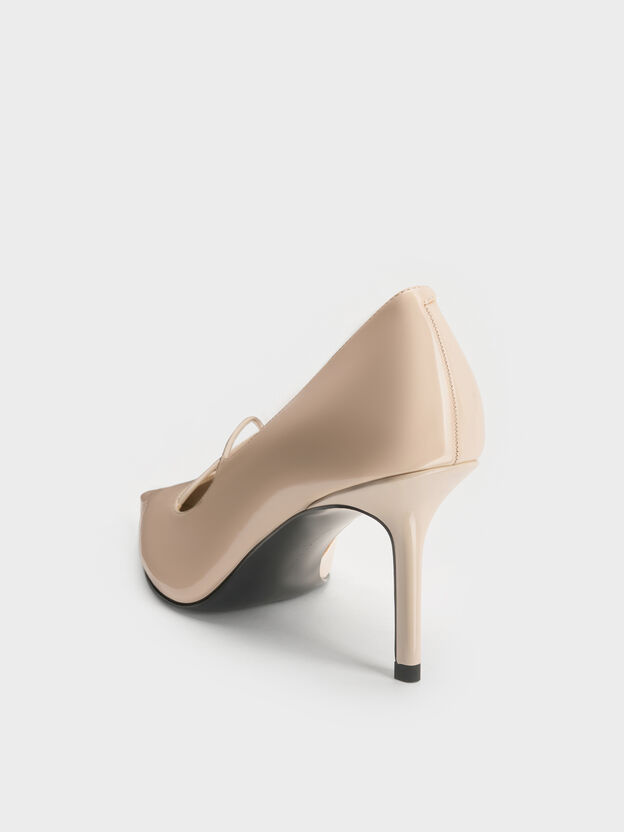 Patent Crossover Pointed Pumps, Nude, hi-res