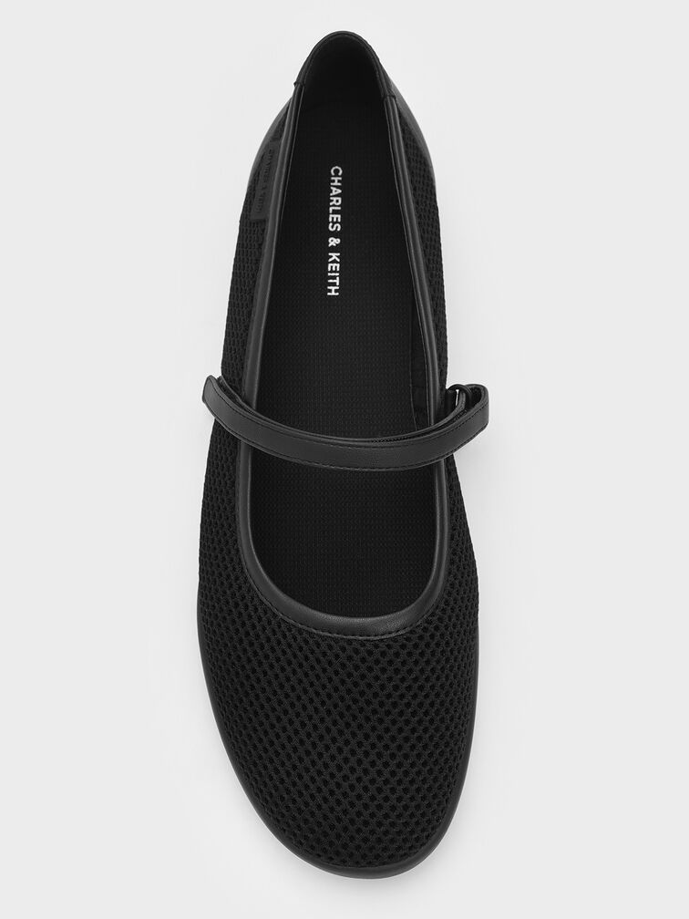 Mesh Mary Jane Sneakers, Black Textured, hi-res