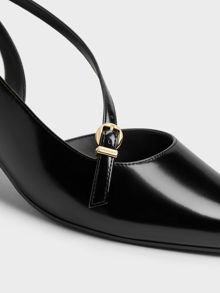 Asymmetric D'Orsay Slingback Pumps, Black Box, hi-res