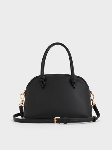 Sammie Knotted-Handle Bowling Bag, Black, hi-res