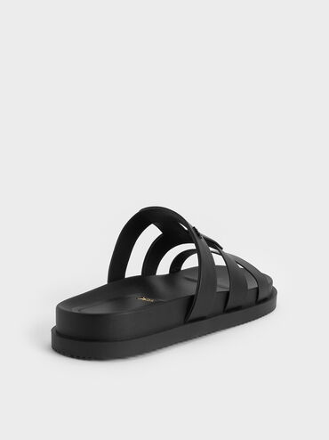 Petina Leather Flatform Sandals, Black, hi-res