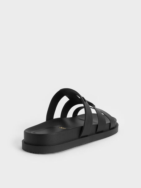 Petina Leather Flatform Sandals, Black, hi-res
