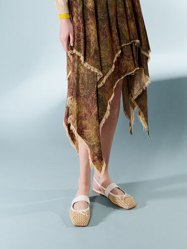 Lyric Woven Bow Slingback Flats, Sand, hi-res