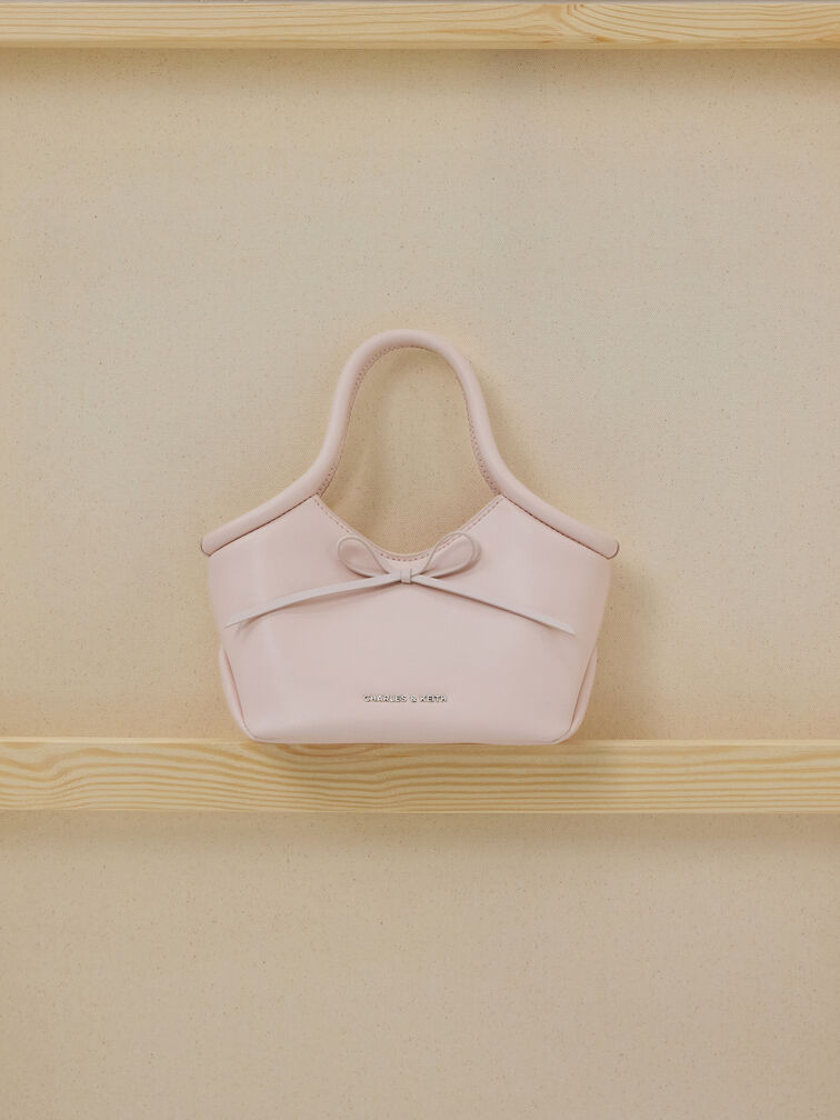 Hazel Bow Tubular Top Handle Bag, Soft Pink, hi-res