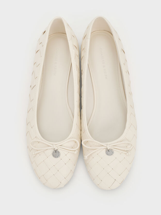 Ivette Woven Bow Ballet Flats, Chalk, hi-res