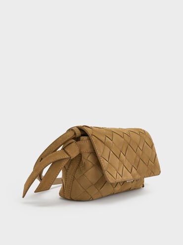 Ivette Recycled Suede Woven Crossbody Bag, Sahara Sand, hi-res