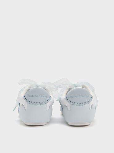 Cece Heart-Motif Sheer-Lace Sneakers, Light Blue, hi-res