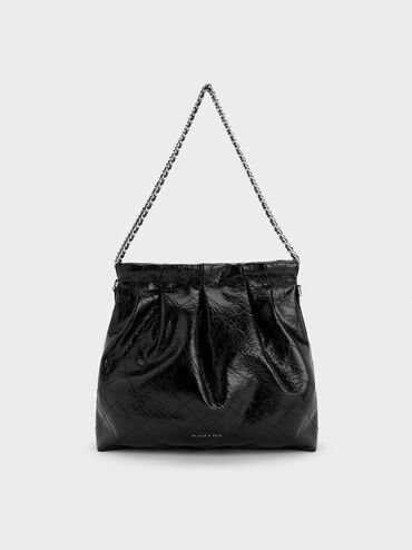 Duo Double Chain Hobo Bag, Noir, hi-res