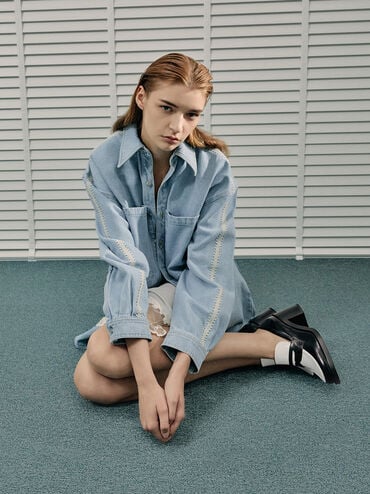 Penny Loafer Block-Heel Pumps, Multi, hi-res