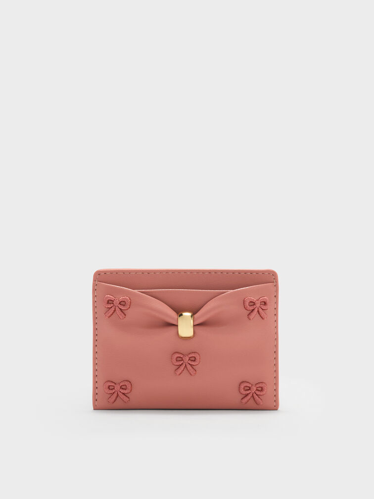 Halsey Embroidered Ruched Card Holder, Blush Pink, hi-res