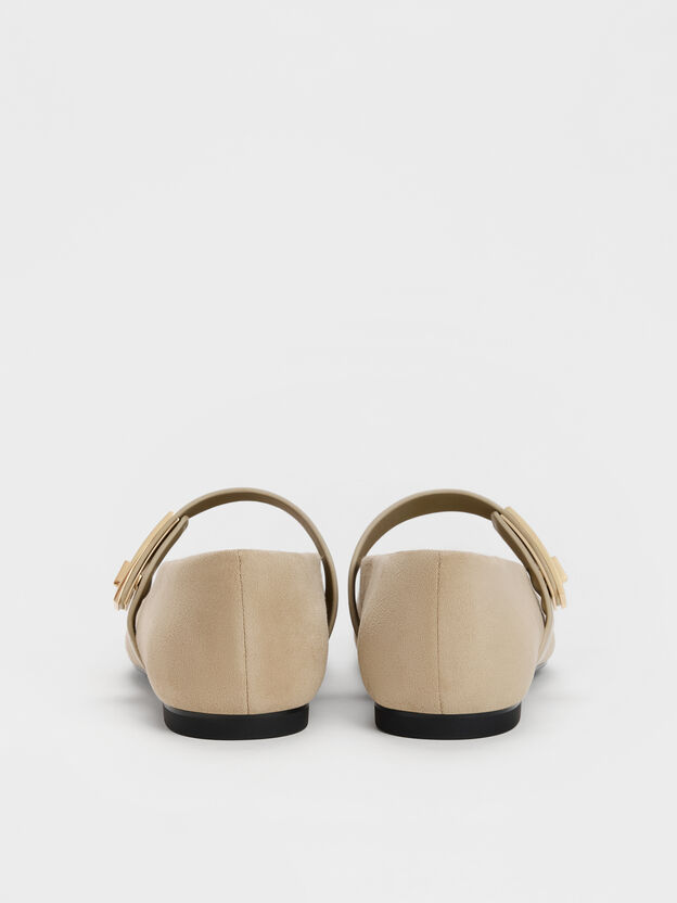 Lando Faux Suede Mary Jane Flats, Beige, hi-res